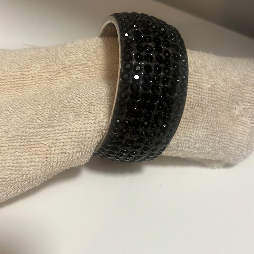 Black rhinestone bangle bracelet